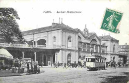 75 - Paris - La Gare Montparnasse - Animée - Tramway - CPA - Voir Scans Recto-Verso - Métro Parisien, Gares