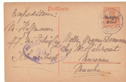 Belgique - Carte Postale De 1918 - Entier Postal - Oblit Sint Joost Ten Node - Exp Vers Marche - Avec Censure - - OC26/37 Territoire Des Etapes