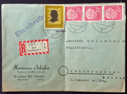 Einschreiben, RECO, Papier-Großhandlung Hermann Schäfer, Löhne-Bhf., Poststempel BAD OEYNHAUSEN 1956 - Briefe U. Dokumente