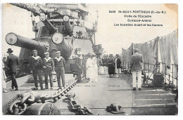Cpa..St-Quay-Portrieux..(C.-du-N.)..visite De L'escadre Cuirassé-amiral..les Tourelles Avant Et Les Canons..1934..animée - Saint-Quay-Portrieux
