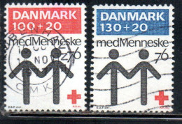 DANEMARK DANMARK DENMARK DANIMARCA 1976 CENTENARY OF DANISH RED CROSS CROCE ROSSA COMPLETE SET SERIE USED USATO OBLITERE - Oblitérés