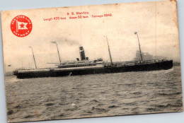 Mailsteamer Manitou, From Serie Steamers Grey Photos With Red Logo, Red Star Line - Passagiersschepen