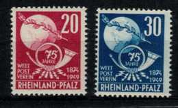 Franz. Zone 1949 Rheinland Pfalz - Mi 51/52 YT 50/51 ** Postfrisch MNH - YT 16 Euro - Rhine-Palatinate