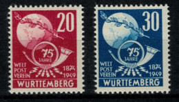 Franz. Zone 1949 Württemberg - Mi/YT 51/52 ** Postfrisch MNH - YT 17 Euro - Württemberg