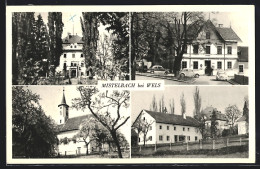 AK Mistelbach Bei Wels, Gasthaus Mit Autos, Kirche, Ortspartie  - Andere & Zonder Classificatie