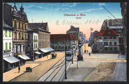 AK Offenbach / Main, Markt Mit Gasthaus Zum Goldenen Engel Und Strassenbahn  - Offenbach