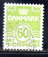 DANEMARK DANMARK DENMARK DANIMARCA 1972 1978 1977 WAVY LINES AND NUMERAL OF VALUE 60o USED USATO OBLITERE' - Usado