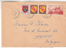 France - Lettre De 1949 - Expédié Vers Verviers - Armoiries - - Cartas & Documentos