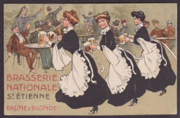 CPA Publicité Bière Beer Publicitaire Réclame Non Circulé Saint Etienne Loire Femme Women - Advertising
