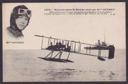 CPA Aviation Femme Women Avion Aviateur Mademoiselle Dutrieu Hydravion Non Circulé - 1919-1938: Between Wars