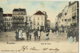 Place St-Josse Colorée Et Circulée En 1906 - St-Joost-ten-Node - St-Josse-ten-Noode