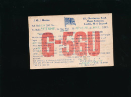 QSL Carte Radio - 1928 - Angleterre England Royaume-Uni - G-5GU  Vers France Cherbourg  J.Q.J. Hudson - Radio-amateur