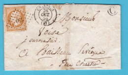 FRANCE Entire 1856 Dot Cancel 759 To Chartres - 1853-1860 Napoléon III