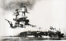 Guerre 39 45 : Le Nevada De L'US Navy En Feu Après L'attaque De Pearl Harbor Le 7 Décembre 1941 - War, Military