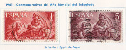 1961 - ESPAÑA - AÑO MUNDIAL DEL REFUGIADO - LA HUIDA A EGIPTO - BAYEU - EDIFIL 1326,1327 - Usados