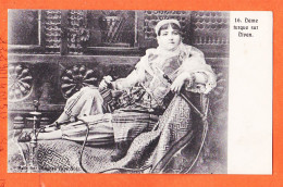 27223 / ⭐  Ethnic Egypte Dame TURQUE Fumant Narguilé Sur Divan Turkish Lady Smoking Narguileh 1900s AROUGHETI  Bros SUEZ - Personnes
