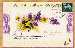 27376 / ⭐ Superbe Embossage Anniversaire ELLE VOUS PARLERONS De MOI 1909 à Gustave BLANCHETTE Pont-Sainte-Maxence Oise - Birthday