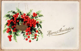 27373 / ⭐ HEUREUX ANNIVERSAIRE Corbeille Fruits Rouge 1910s - FOX PARIS  - Birthday