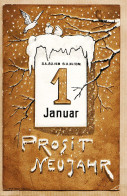 27398 / ⭐ Embossed 1 JANUAR Prosit Neujahr 31-12-1902 à HUPPENS Rue Des Baraques Dornach-ANCRE MARINE Fleurs Cpfete 1e - New Year
