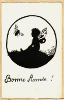 27396 / ⭐ Carte Unique Encre Ombre Chinoise Canson - BONNE ANNEE Ange Enfant Papillon Abeille MUNICH 1er Janvier 1923  - New Year