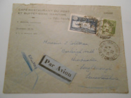 France Poste Aerienne , Lettre De La Roçhelle 1933 Pour Leuçestershire - 1927-1959 Storia Postale