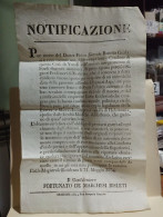 Italy Old  Poster. Italia Notificazione Morte Medico E Concorso Professori Medicina. Gonfaloniere Bisleti Veroli 1834 - Plakate