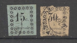 GUADELOUPE - 1879 - Taxe TT N°YT. 4 Et 5 - 15c Noir Sur Bleu Et 30c Noir - Oblitéré / Used - Gebruikt