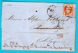 FRANCE Cover Sheet 1858 Paris To Brussels And Forwarded To Luxembourg - 1853-1860 Napoléon III.