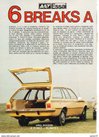 3 Feuillets De Magazine Opel Rekord Break 1976, Rekord II 1972. - Coches