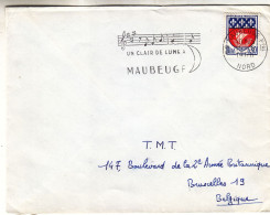 France - Lettre De 1968 - Oblit Maubeuge - Musique - Chanson - Un Clair De Lune - Armoiries - - Covers & Documents