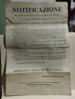 Italy Old  Poster. Italia Notificazione Elezione Professore Di Musica.. Gonfaloniere Bisleti Veroli 1835.  38x26 Cm - Afiches