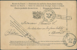 C.P. De Service Obl. Sc VERVIERS (STATION) 8 Sept. 1891 + Griffe HENRI-CHAPELLE Vers MONTZEN (9/9)   22185bis  Cantons D - Griffes Linéaires