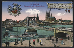 AK Coeln, Panorama Mit Hängebrücke Und Strassenbahn  - Köln