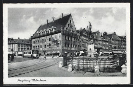 AK Augsburg, Strassenbahn Am Weberhaus  - Strassenbahnen