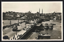 AK Konstantinopel, Strassenbahnenen Auf Der Neuen Galatabrücke  - Strassenbahnen