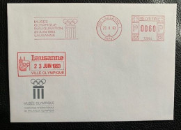 20411 - Enveloppe  Inauguration Du Musée Olympique Lausanne 23.06.1993 Cachet Mécanique Rouge - Sonstige & Ohne Zuordnung