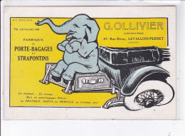 PUBLICITE : Fabrique De Porte Bagage Et Strapontins OLLIVIER (automobile - élephant) - Très Bon état - Werbepostkarten