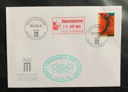 20412 - Enveloppe  Inauguration Du Musée Olympique Lausanne 23.06.1993 Cachet Rouge Et Cachet Vert - Other & Unclassified