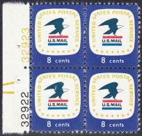 !a! USA Sc# 1396 MNH BLOCK W/ Left Margins & Plate-# 32922/23 - US Postal Service - Neufs