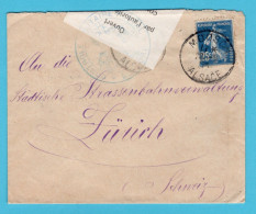 FRANCE Censor Cover 1915 Moosch Alsace To Zürich, Switzerland - Covers & Documents