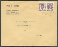 90c. Lions (paire) Obl. Ferroviaire PETEGEM OUDENAARDE Sur Lettre Exprès Du 8-IX-1946 (Georges VEIJS) Vers Bruxelles - - 1935-1949 Small Seal Of The State