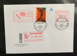 20413 - Enveloppe  10 Ans Du Musée Olympique Lausanne 23.06.2003 Cachets Rouge - Autres & Non Classés