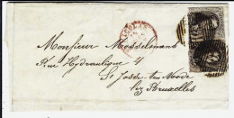 T.P. 6A Papier épais (Paire) S/L. De SAINT-NICOLAS Du 15 MARS 1857 à St JOSSE-TEN-NOODE (Obl. BRUXELLES) + "34" - 1851-1857 Medaillen (6/8)