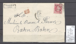 France - Lettre Pour Baden Baden - Allemagne Via Strasbourg - 1873 - 1849-1876: Classic Period