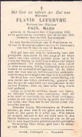 Doodsprentje / Image Mortuaire Flavie Lefebvre - Paul Maes Moorsele 1863-1939 - Obituary Notices