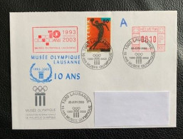 20414 - Enveloppe Circulée 10 Ans Du Musée Olympique Lausanne 23.06.2003 Cachet Rouge & Cachet Bleu - Andere & Zonder Classificatie