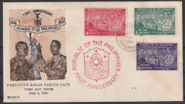 Philippinen: 1947, FDC Blanko- Satzbrief Mi. Nr. 470-72, 1. Jahrestag Der Unabhängigkeit. - Filippijnen