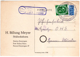 BRD 1952, Landpost Stpl. STÜBECKSHORN über Soltau Auf Karte M. 10 Pf. - Colecciones