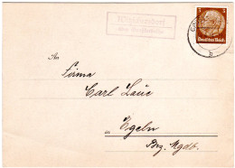 DR 1934, Landpost Stpl. Witzschersdorf über Grosskorbetha Auf Avis-Karte M. 3 Pf - Storia Postale