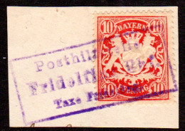 Bayern, Posthilfstelle FRIDOLFING Taxe Freilassing Auf Briefstück M. 10 Pf. - Storia Postale